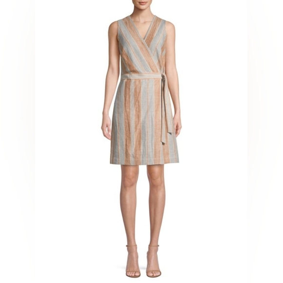 Lafayette 148 New York Pants - Lafayette 148 New YorkOaklyn Linen Striped Wrap Romper Size 6